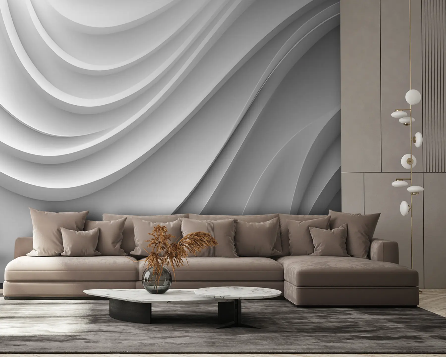 wall murals White 3d waves u94078