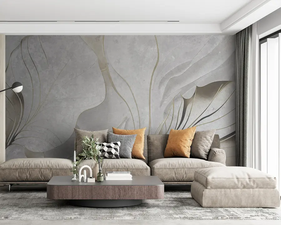 Wall Mural Photo Wallpaper Delicate abstraction from large leaves u94007