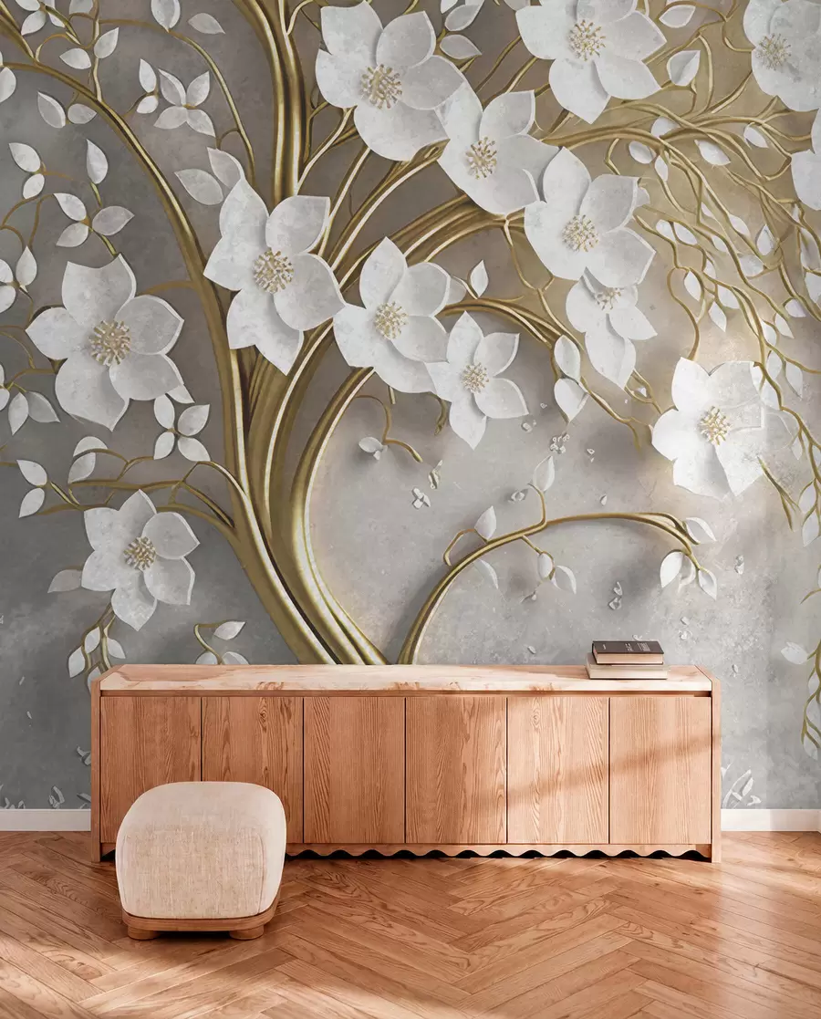 peintures murales Arbre à fleurs blanches u94015