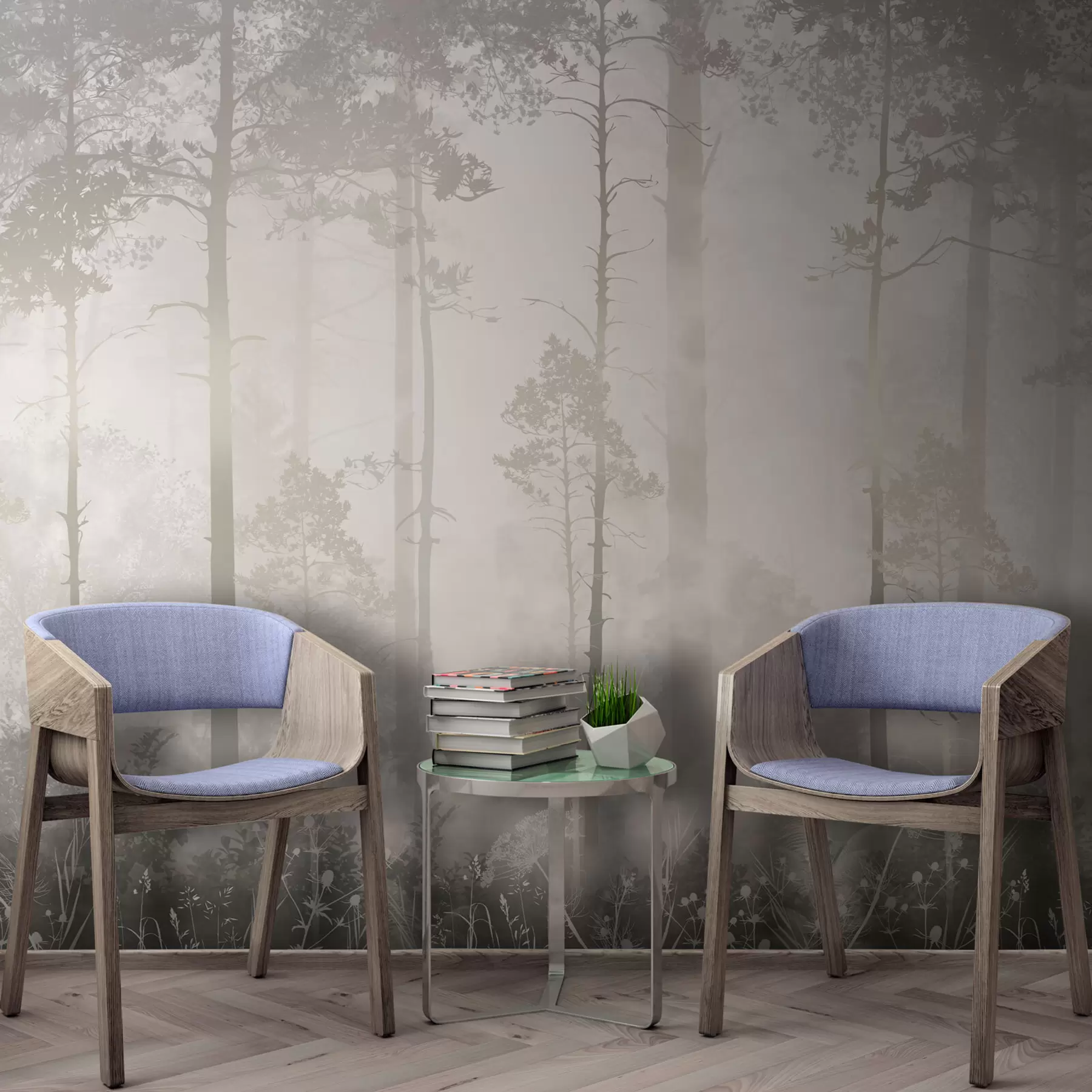 Wall Mural Photo Wallpaper Forest in the fog u94439