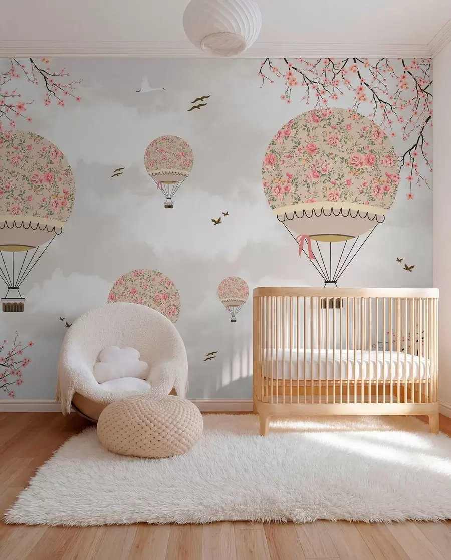 peintures murales Ballons en fleurs et branches de sakura u94445
