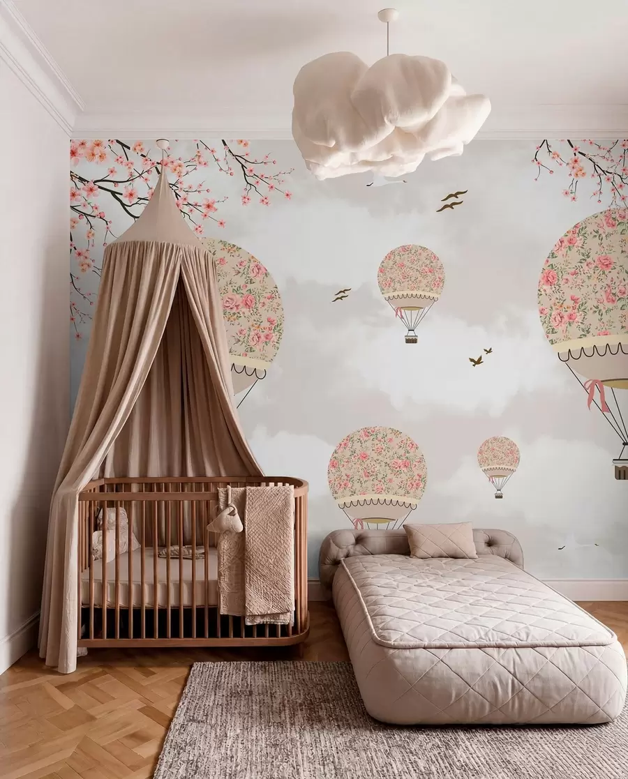 peintures murales Ballons en fleurs et branches de sakura u94445