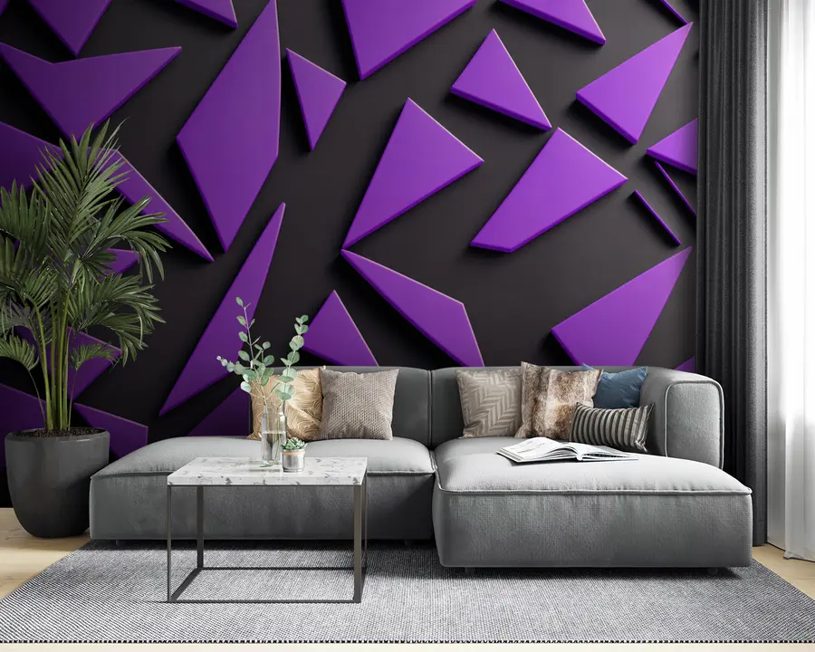 Wall Mural Photo Wallpaper Purple shapes on black background 3D u94590