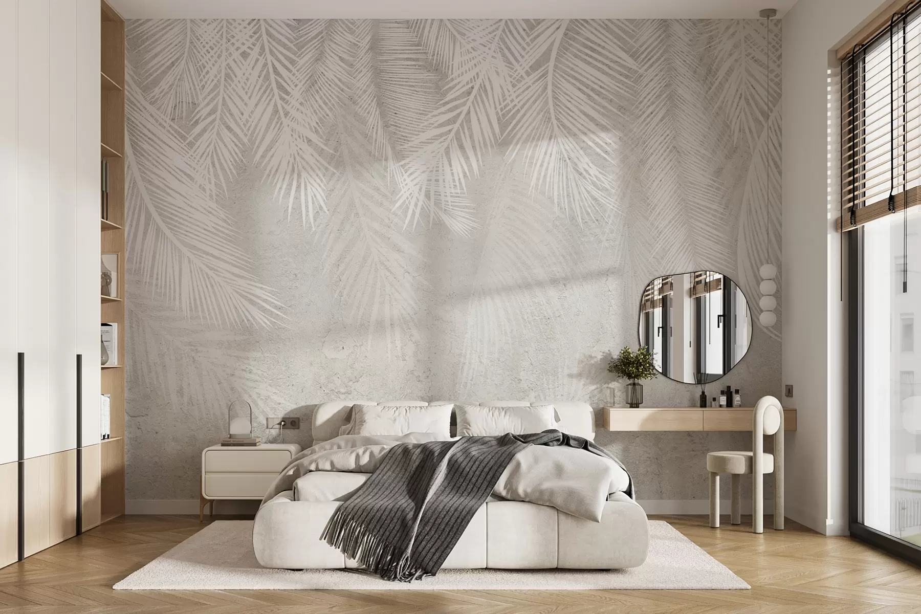 peintures murales Feuilles de palmier fragiles et blanches avec texture grunge u94286