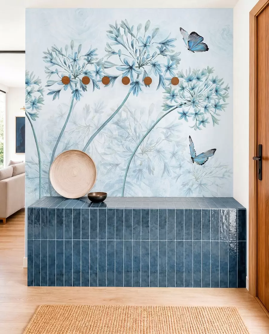 peintures murales Plante, fleur et bleu u35495