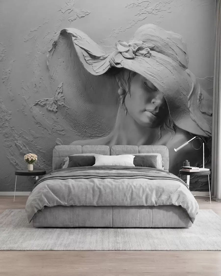 wall murals Woman in a hat 3D u62592