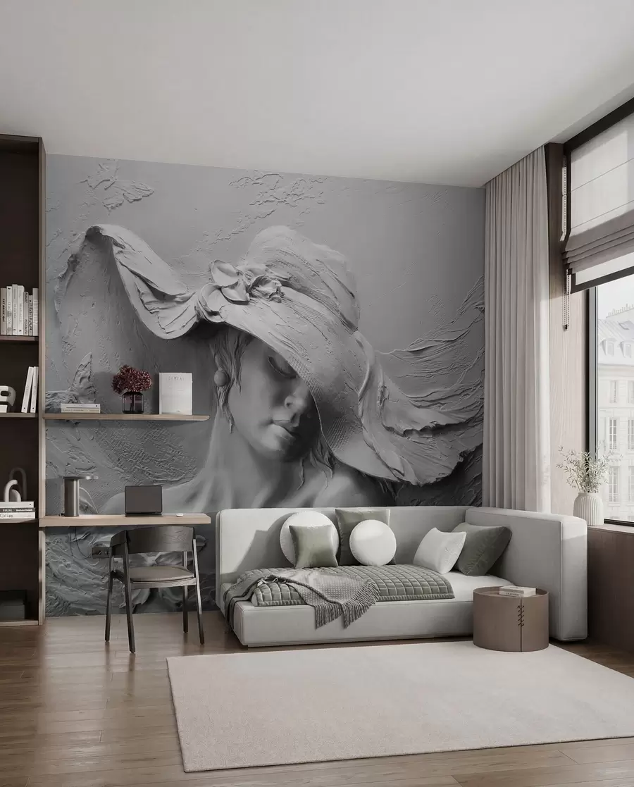 wall murals Woman in a hat 3D u62592