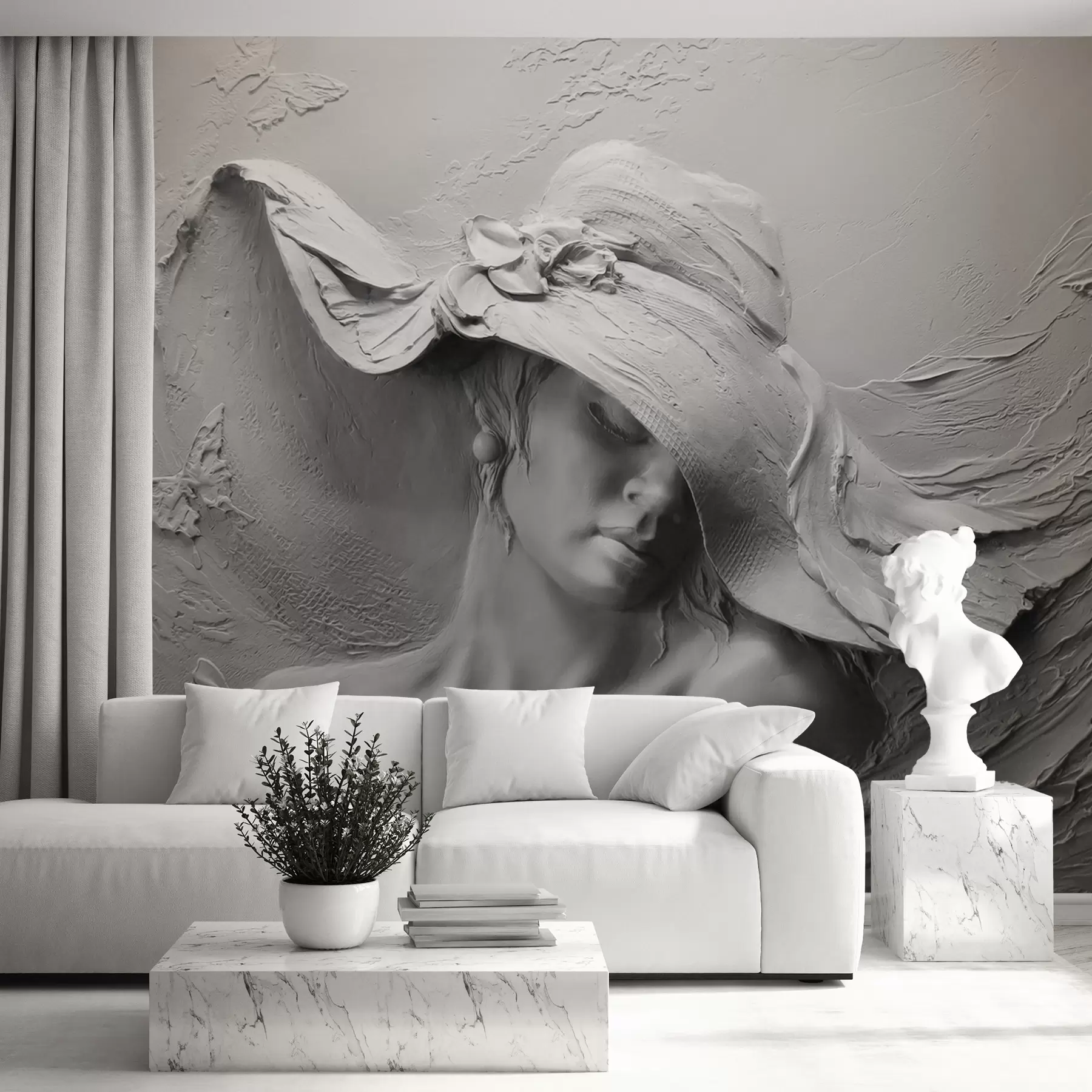 peintures murales Femme au chapeau 3D u62592