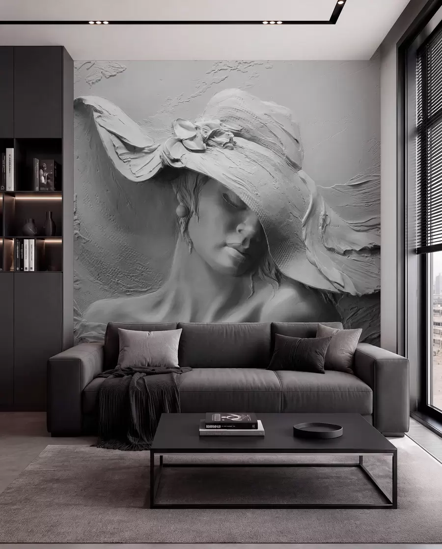 wall murals Woman in a hat 3D u62592