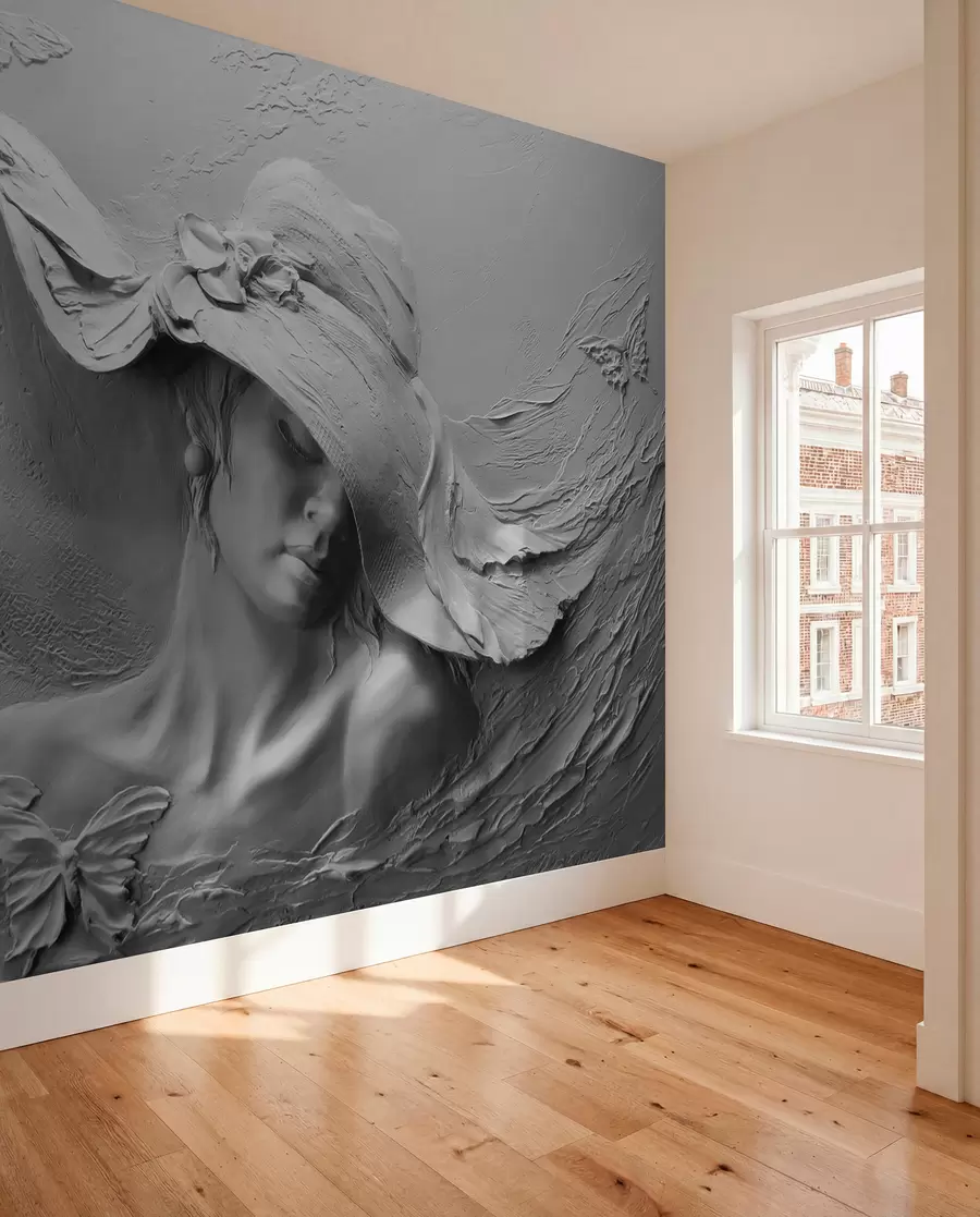 peintures murales Femme au chapeau 3D u62592