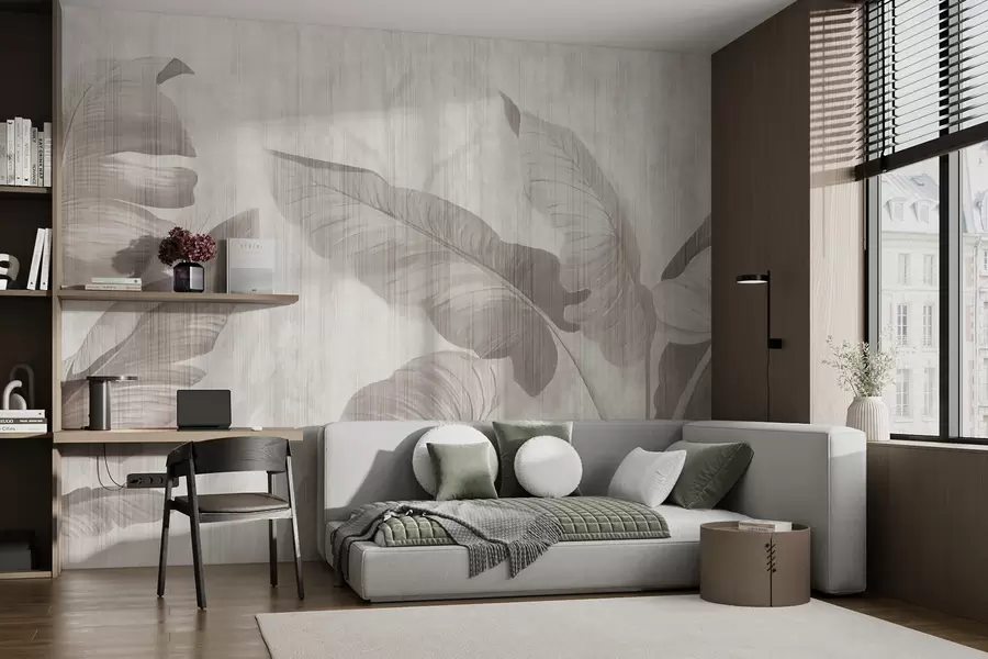 Wall Mural Photo Wallpaper Tropical leaves in grunge style u00299