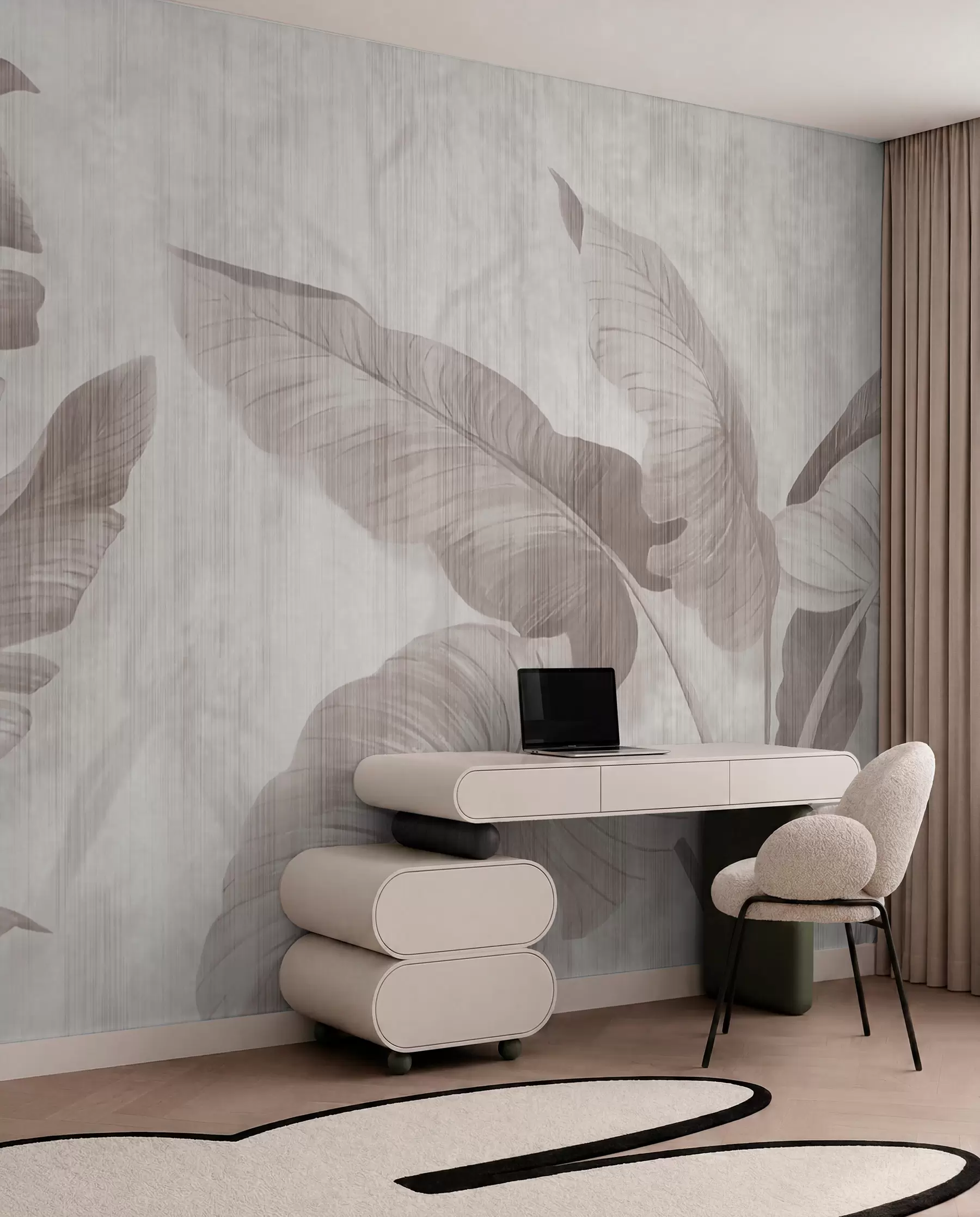 wall murals Tropical leaves in grunge style u00299