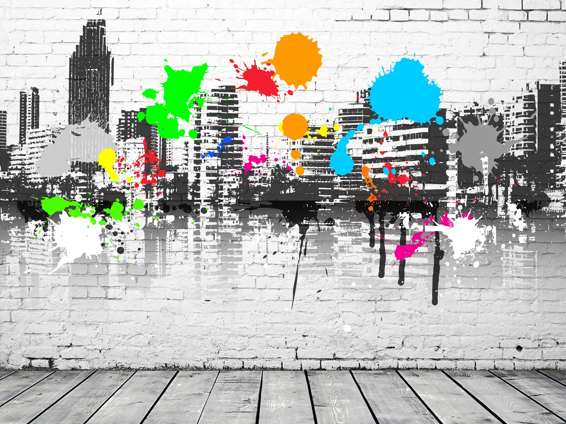 Wall Mural Photo Wallpaper City on the wall, urban style u03450