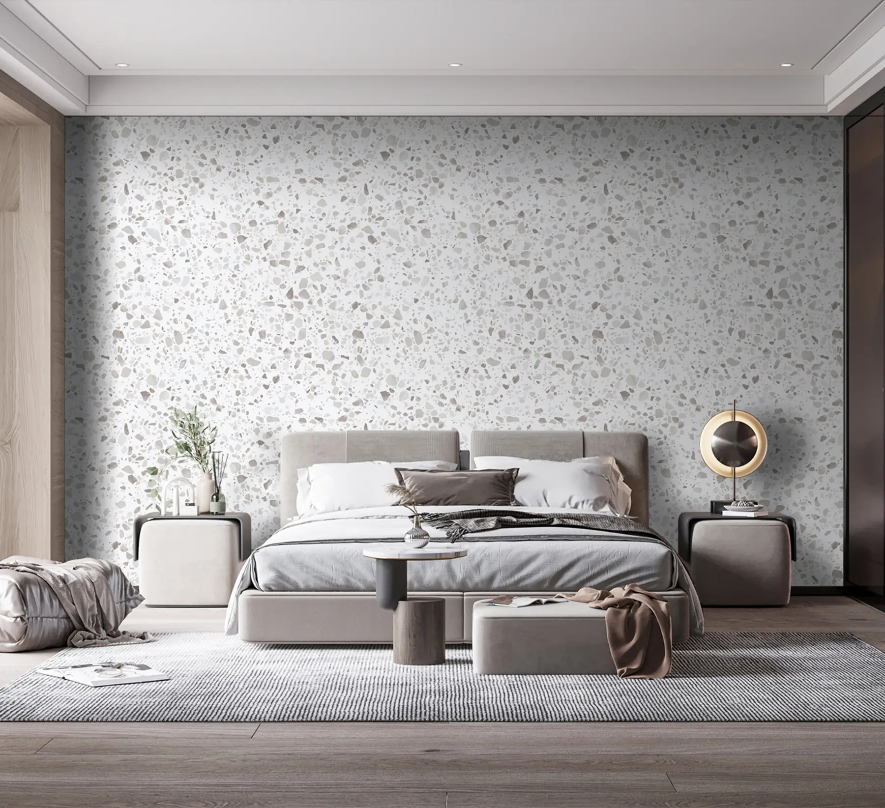 Wall Mural Photo Wallpaper Terrazzo tiles, mosaic with natural stones, granite, marble, quartz, concrete u94304