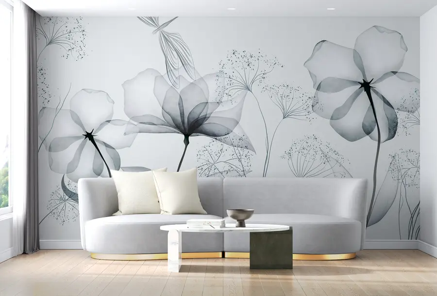Wall Mural Photo Wallpaper Flowers and plants in a watercolor style u94319