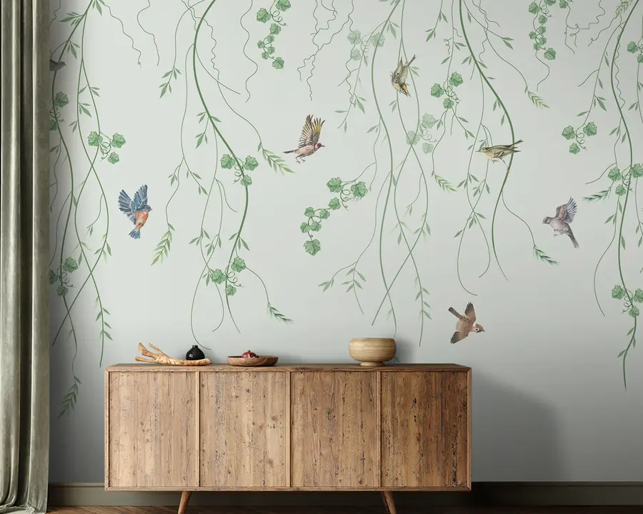 murais de parede Ramos com pássaros, Chinoiserie u94493