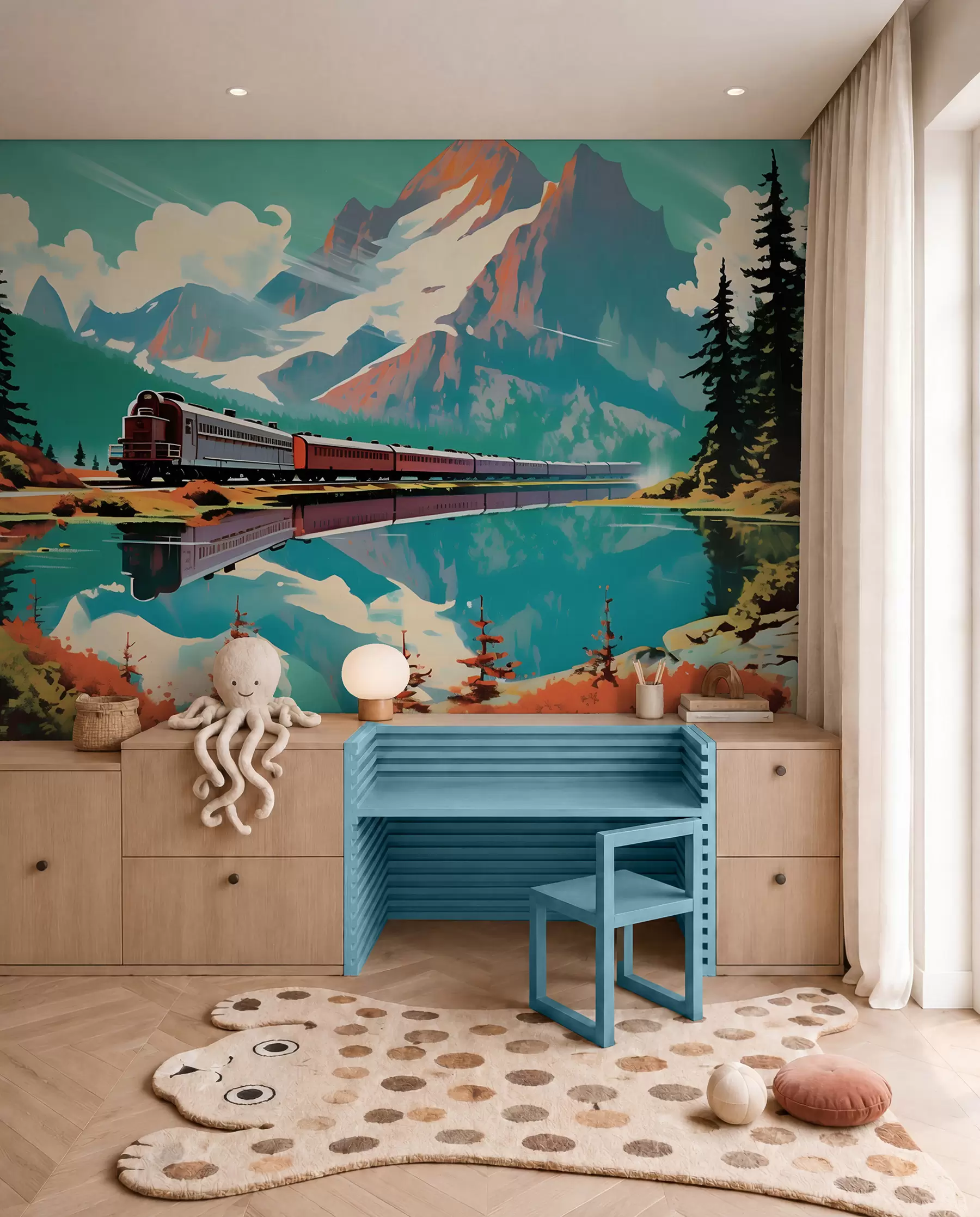 wall murals Mountain landscape and train u94759