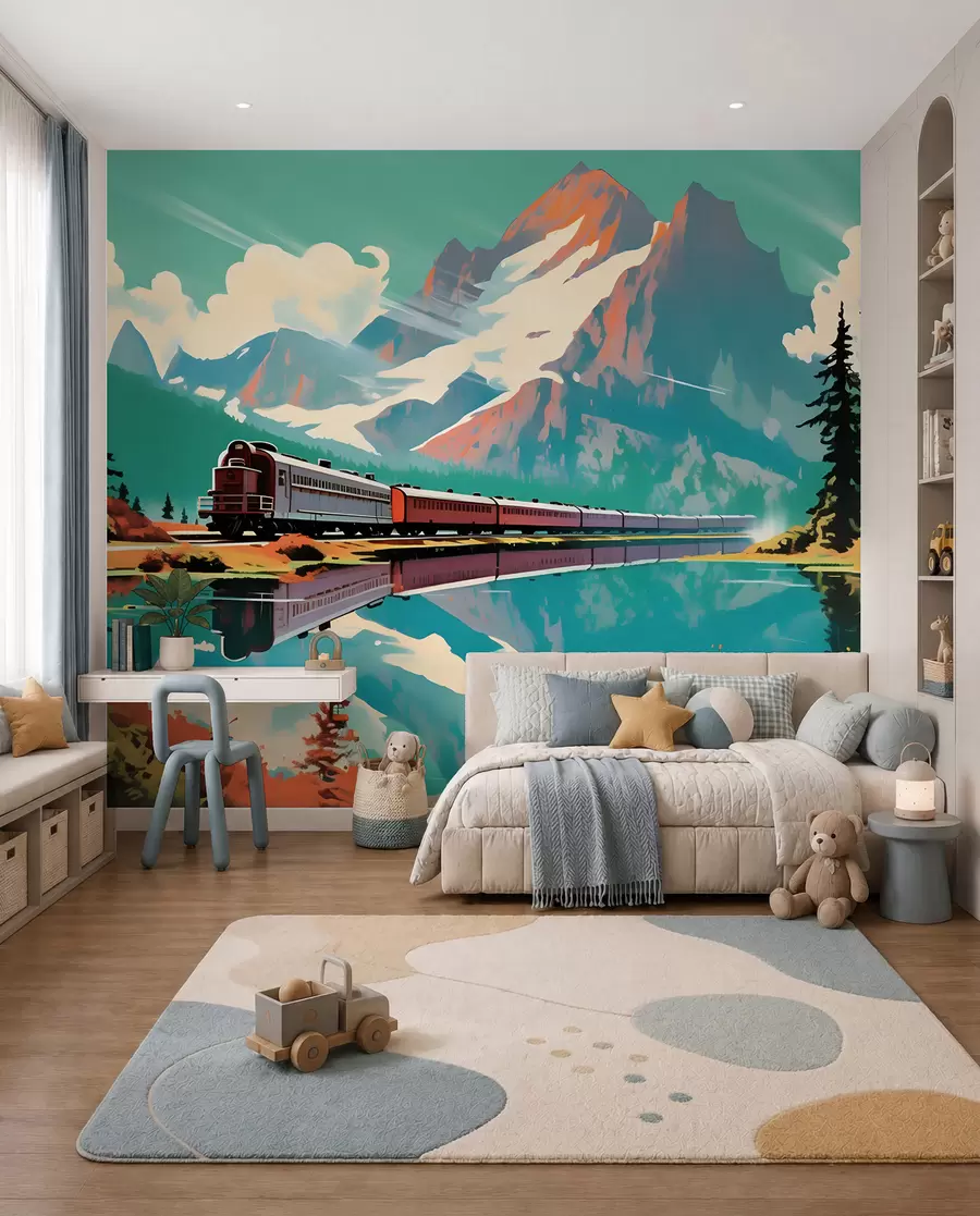 Wall Mural Photo Wallpaper Mountain landscape and train u94759