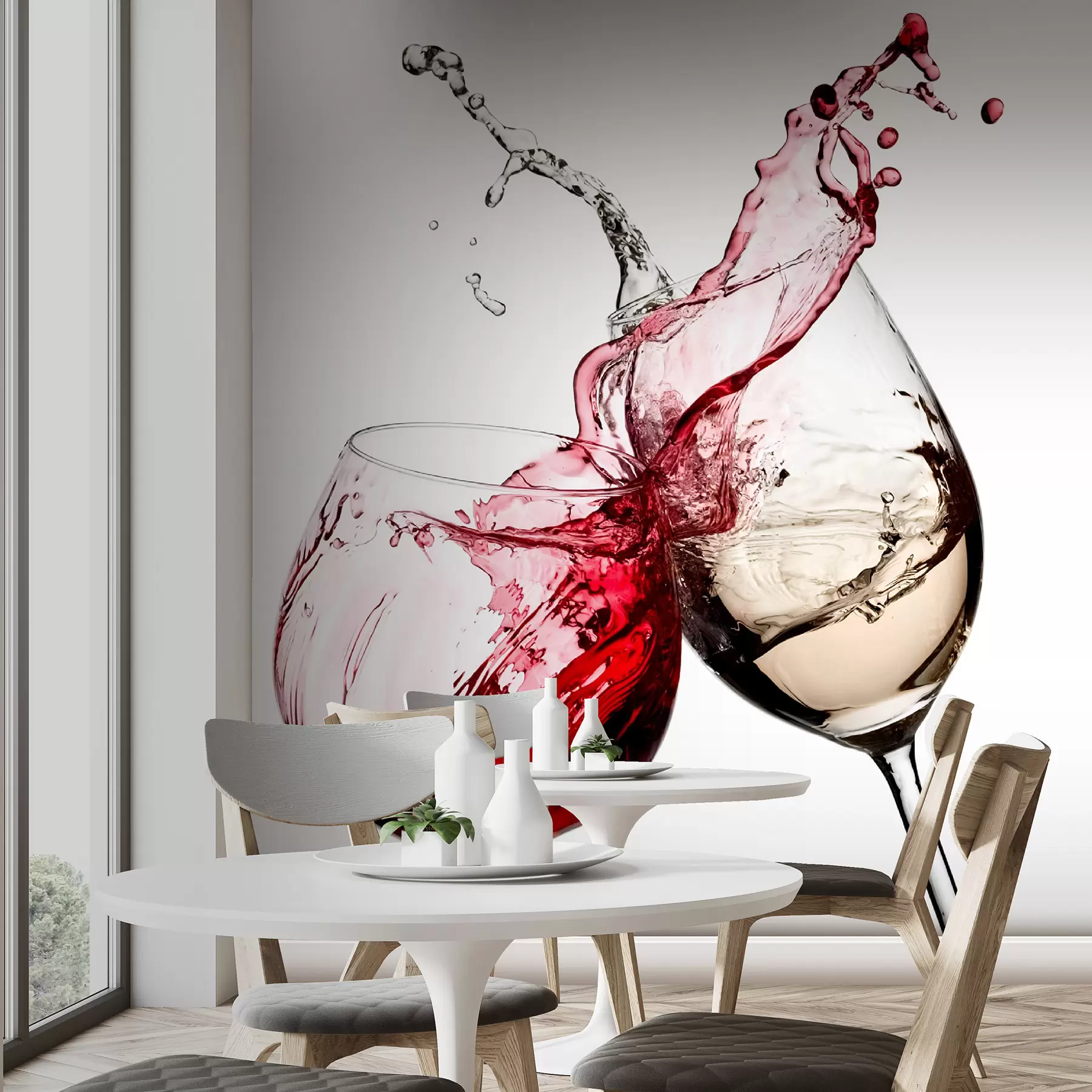 Wall Mural Photo Wallpaper White and red wine in glasses u75563