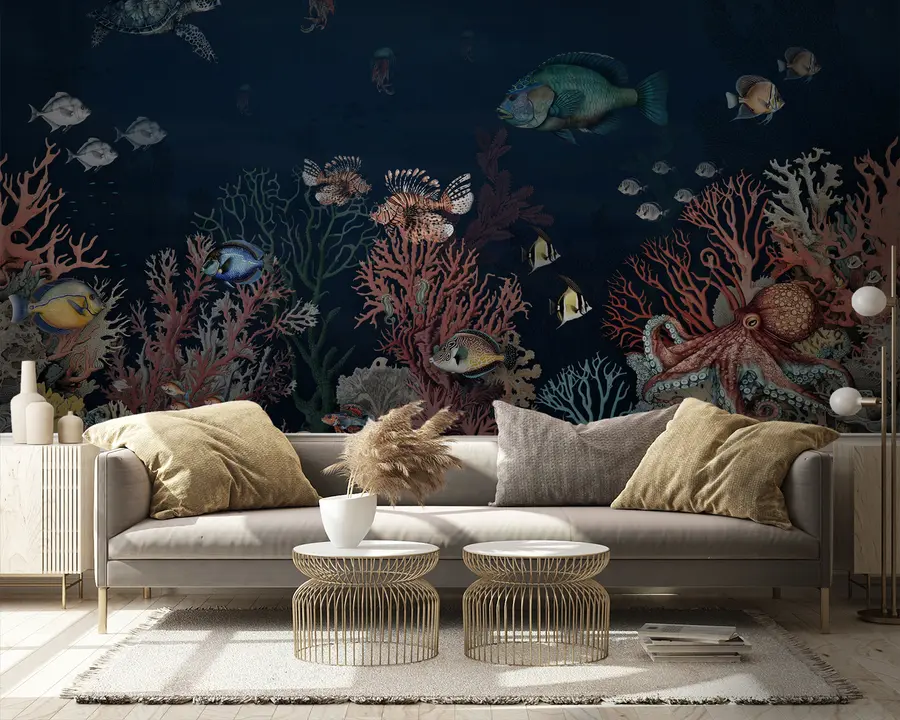 Wall Mural Photo Wallpaper Coral reefs and fish in the depths of the bay u94467