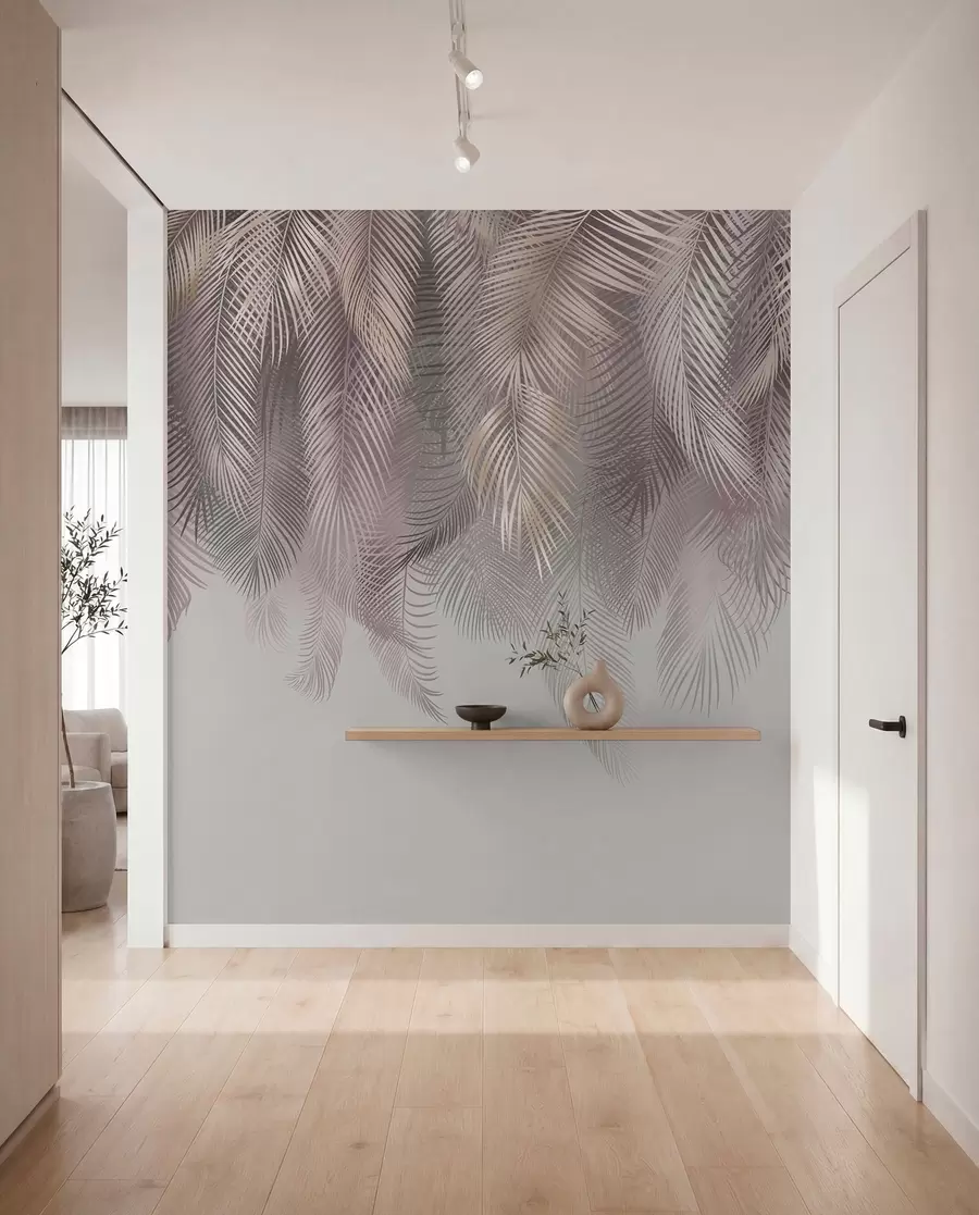 Wall Mural Photo Wallpaper Pink palm leaves u94375