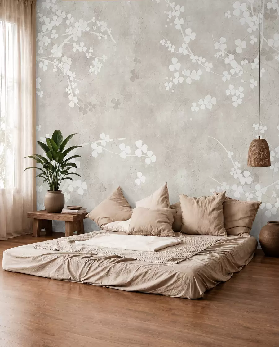 peintures murales Brindilles et fleurs fragiles blanches u94458