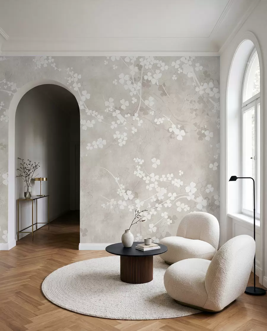 wall murals White fragile twigs and flowers u94458