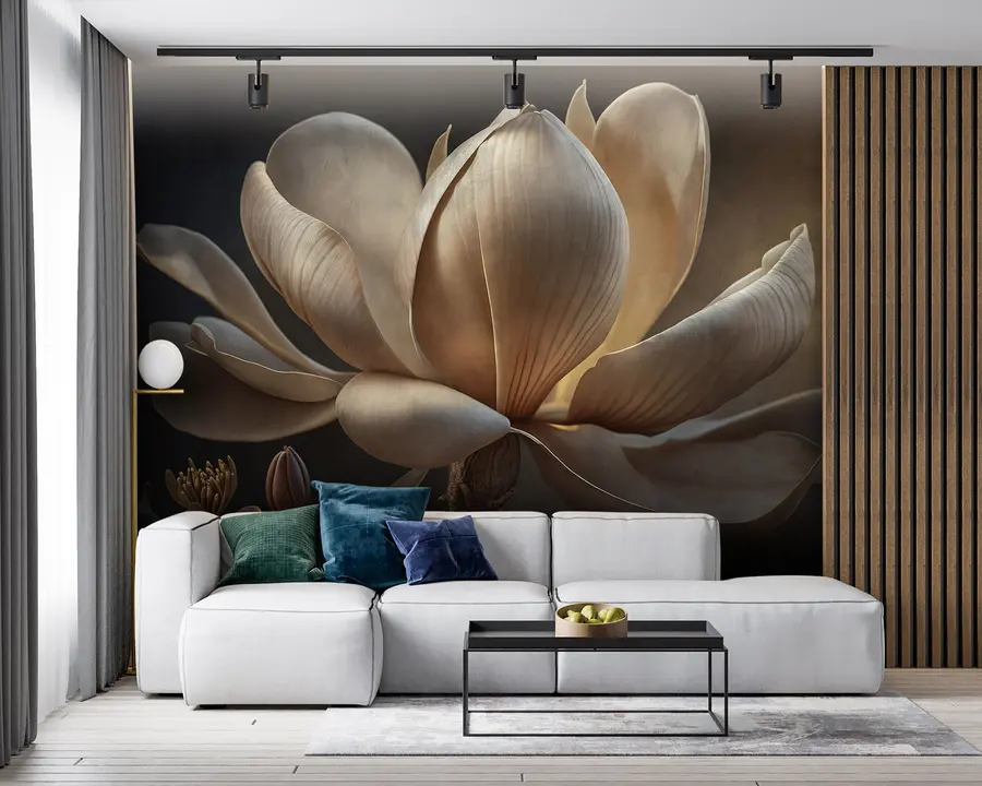 murales Flor grande sobre fondo oscuro u94507