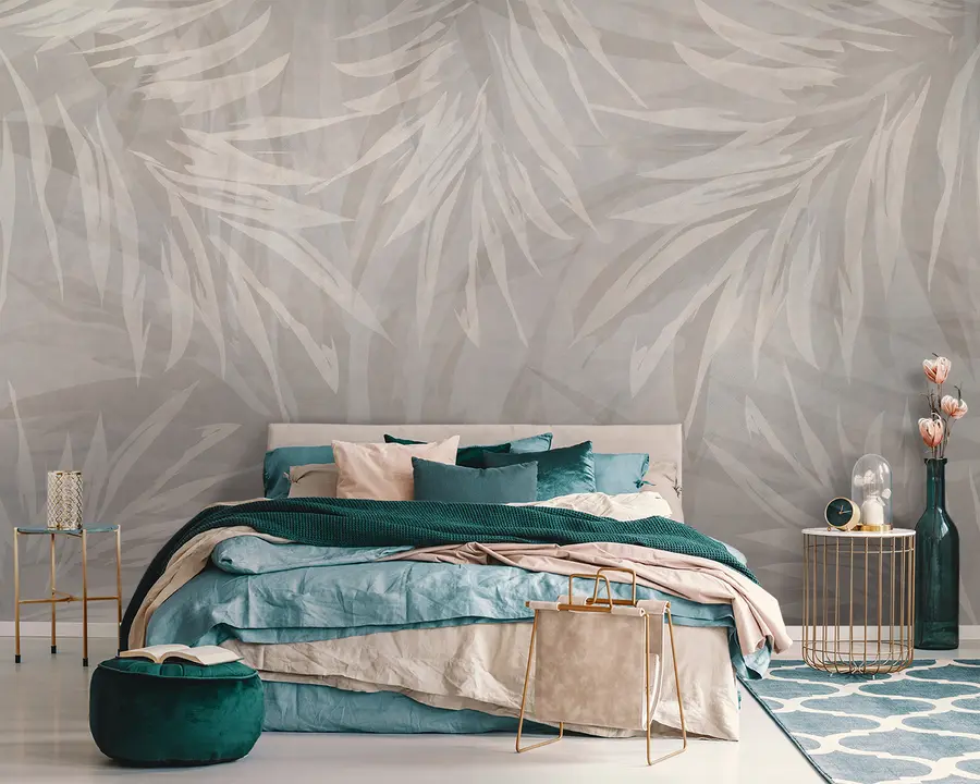 Wall Mural Photo Wallpaper Leaves on a pastel background u95013