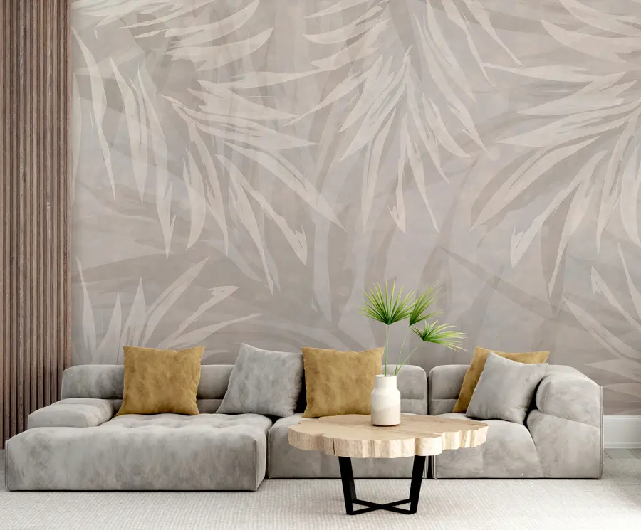 murales Hojas sobre fondo pastel u95013