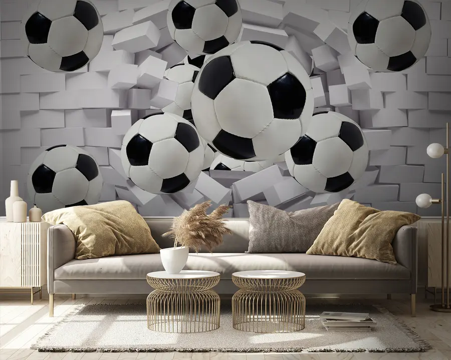 Wall Mural Photo Wallpaper Soccer balls on the background of a brick wall u94958