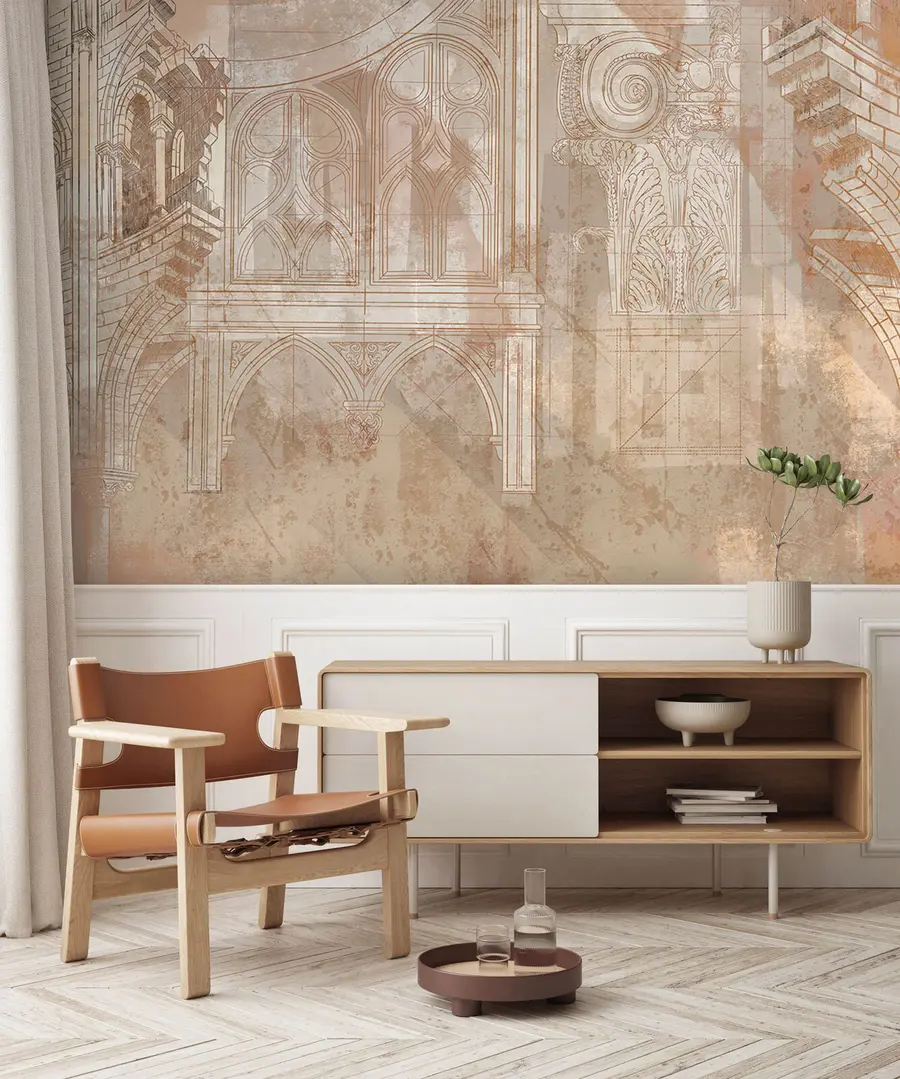 peintures murales Dessin d'art architectural représentant des colonnes et un monogramme u95126