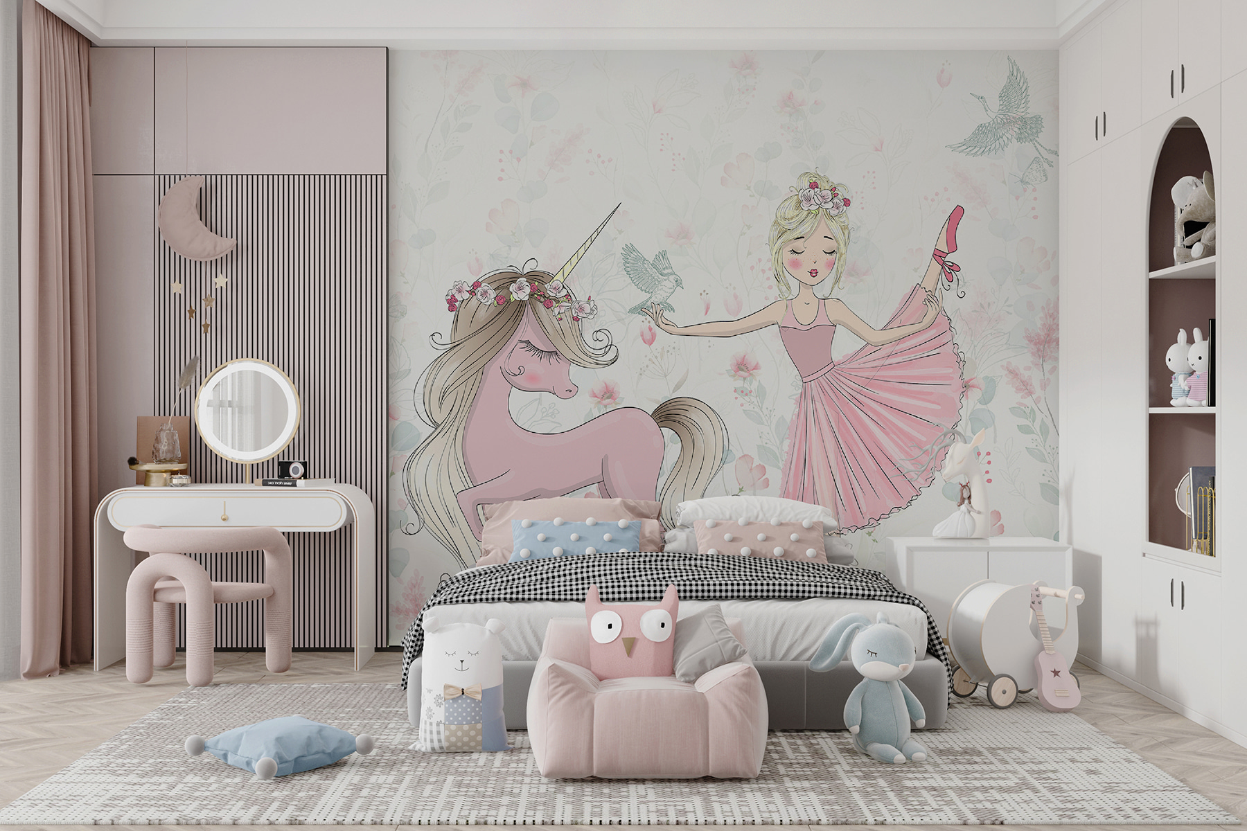 Wall Murals for Girls Room Princess and unicorn u95007 Uwalls