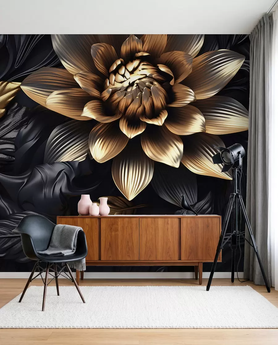 murales Flores voluminosas negras u95244