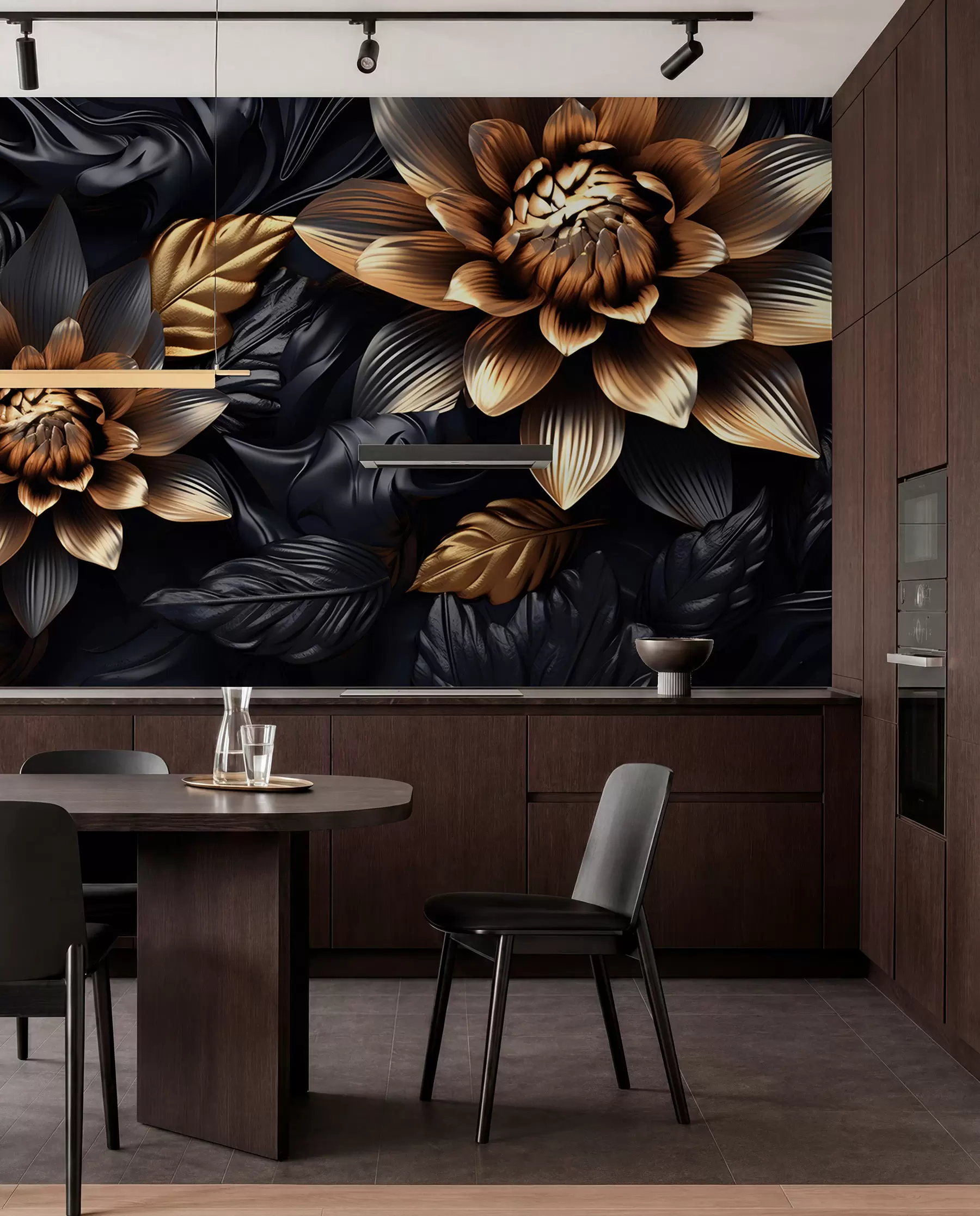 murales Flores voluminosas negras u95244