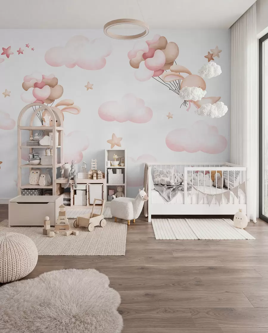 wall murals Bunnies on a Balloon Journey u95399