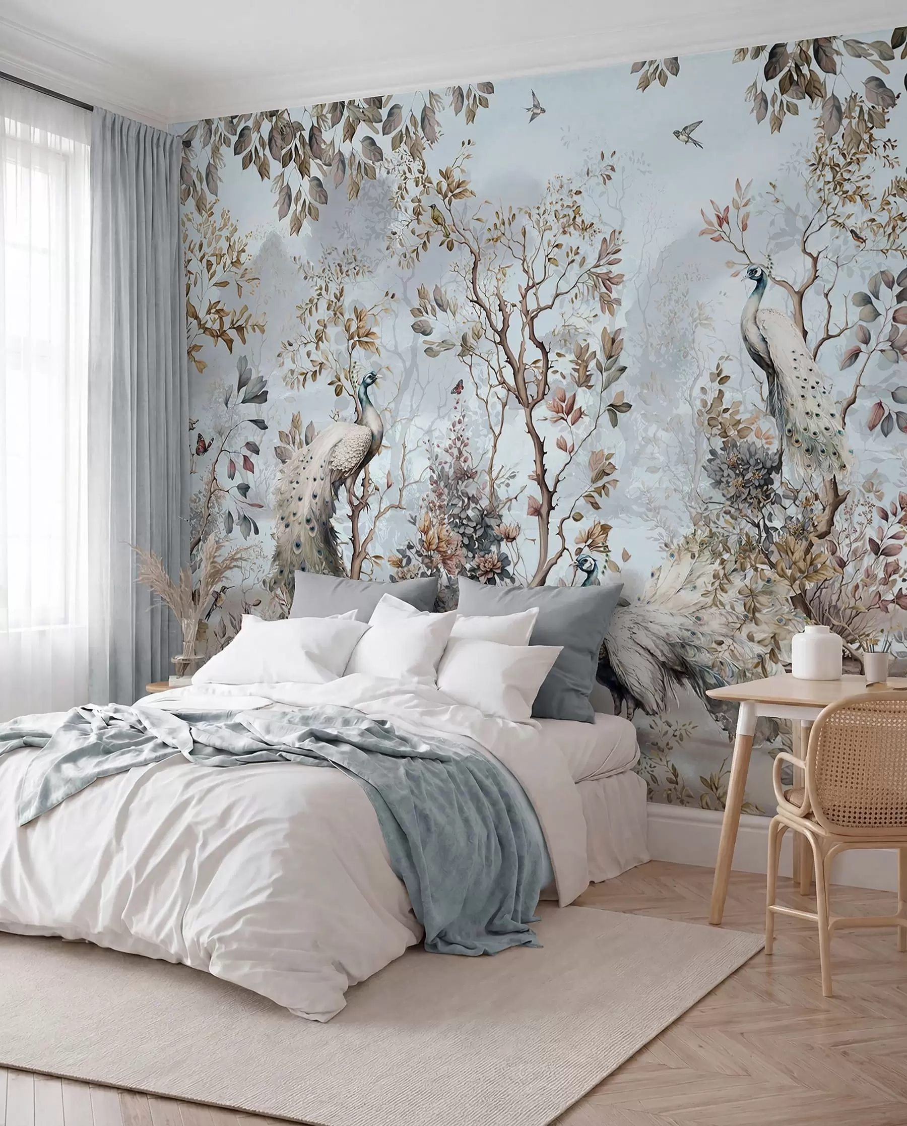 peintures murales Chinoiserie Plantes et paons de style chinois u94849