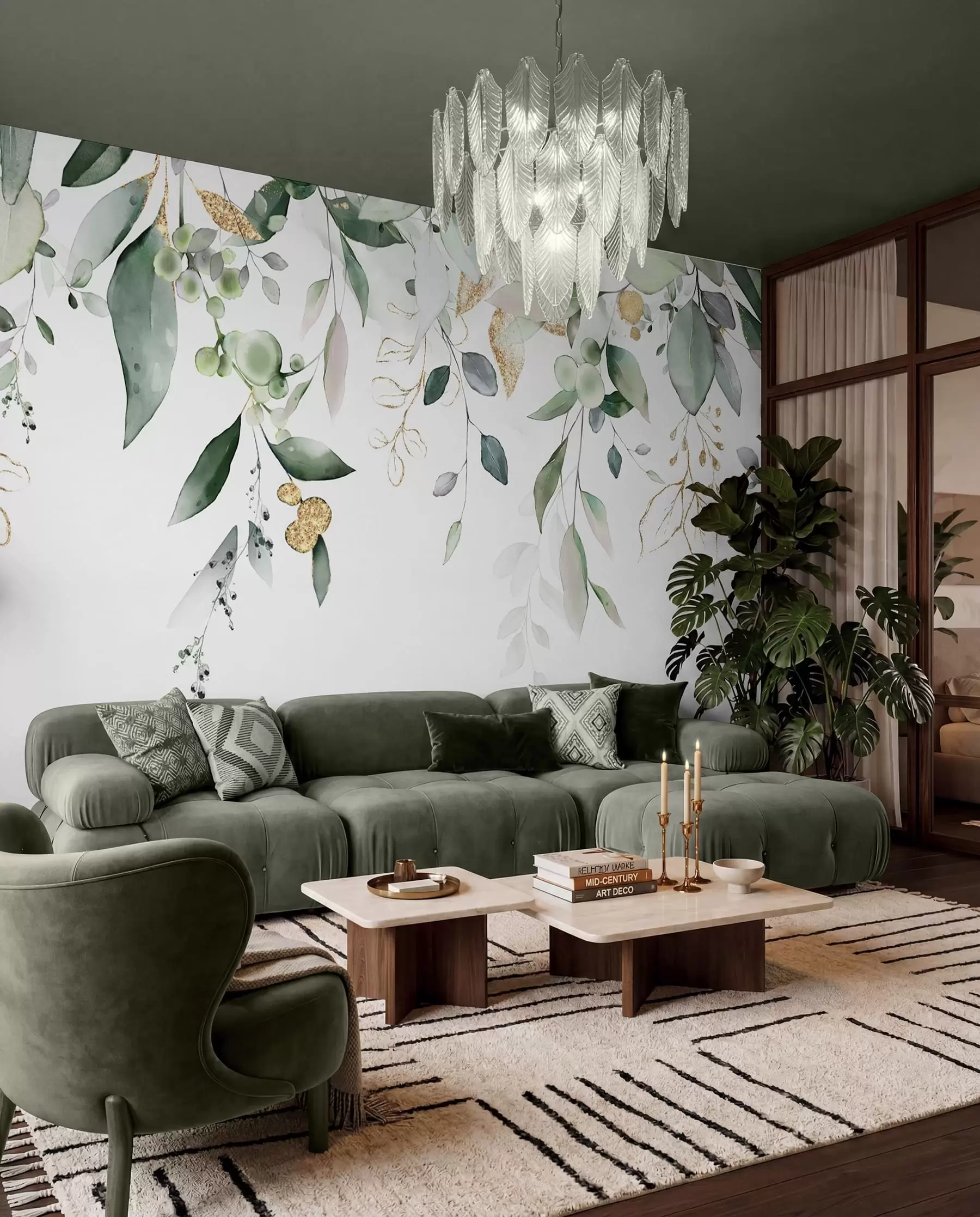 Wall Mural Photo Wallpaper Eucalyptus Leaf Curtain u95506