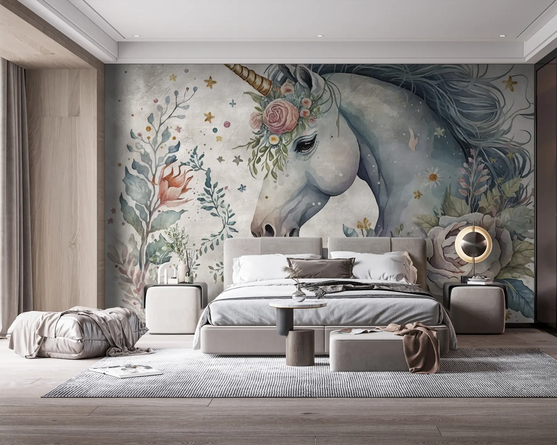 murales Unicornio en flores u95404