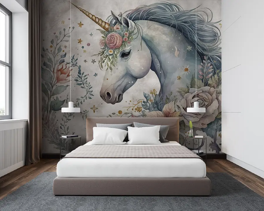 murales Unicornio en flores u95404