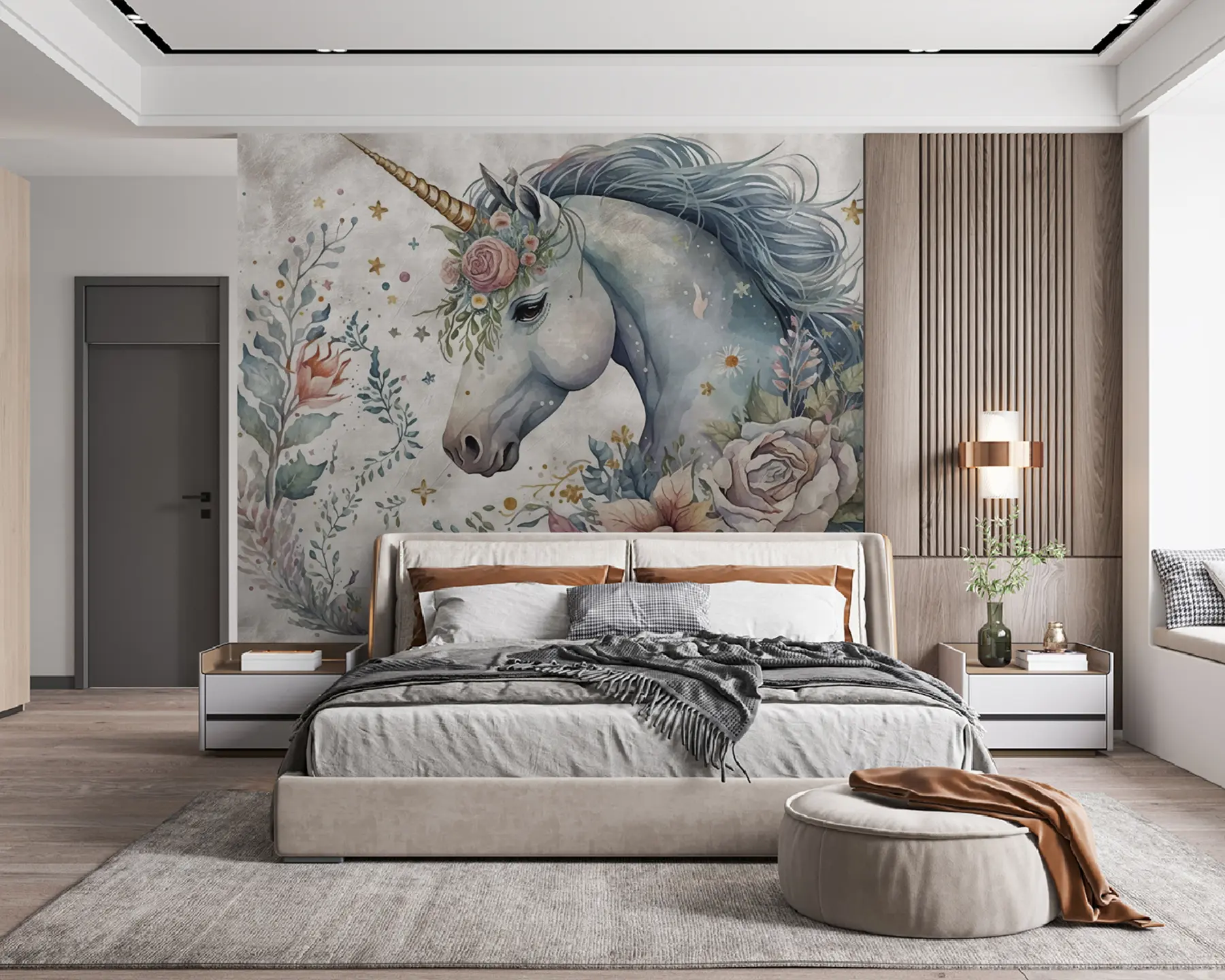 murales Unicornio en flores u95404
