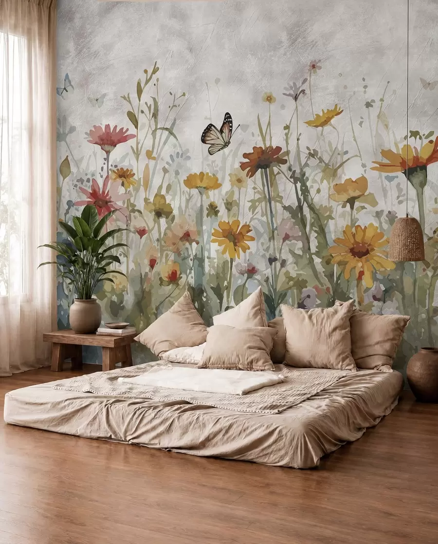 murales Mariposas entre flores u95406