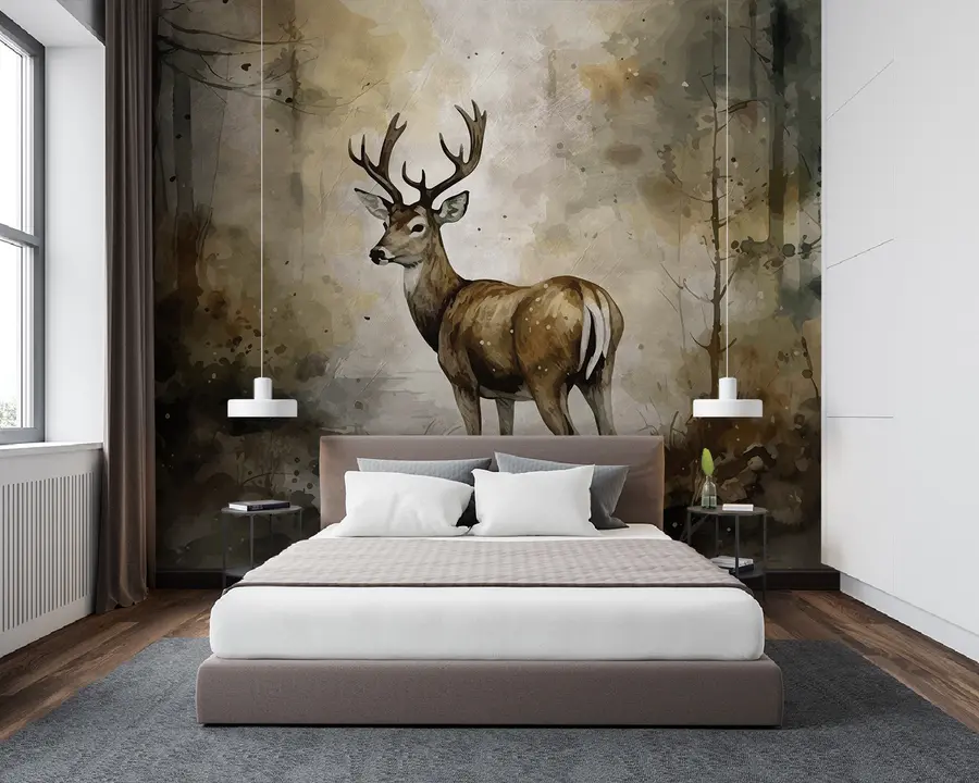 Wall Mural Photo Wallpaper Hand drawn deer in the forest u95410