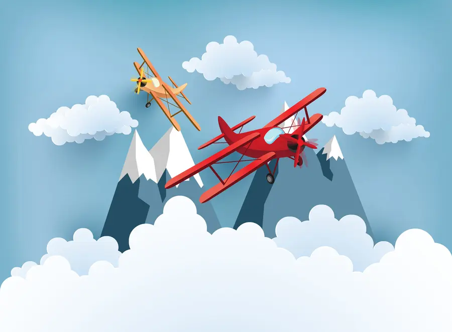 Wall Mural Photo Wallpaper Planes, clouds and mountains u94843