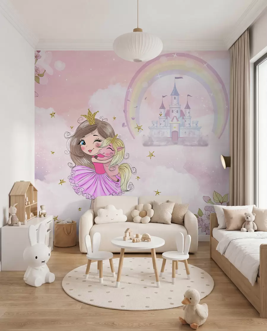 Wall Mural Photo Wallpaper A Princess and Her Unicorn u95401