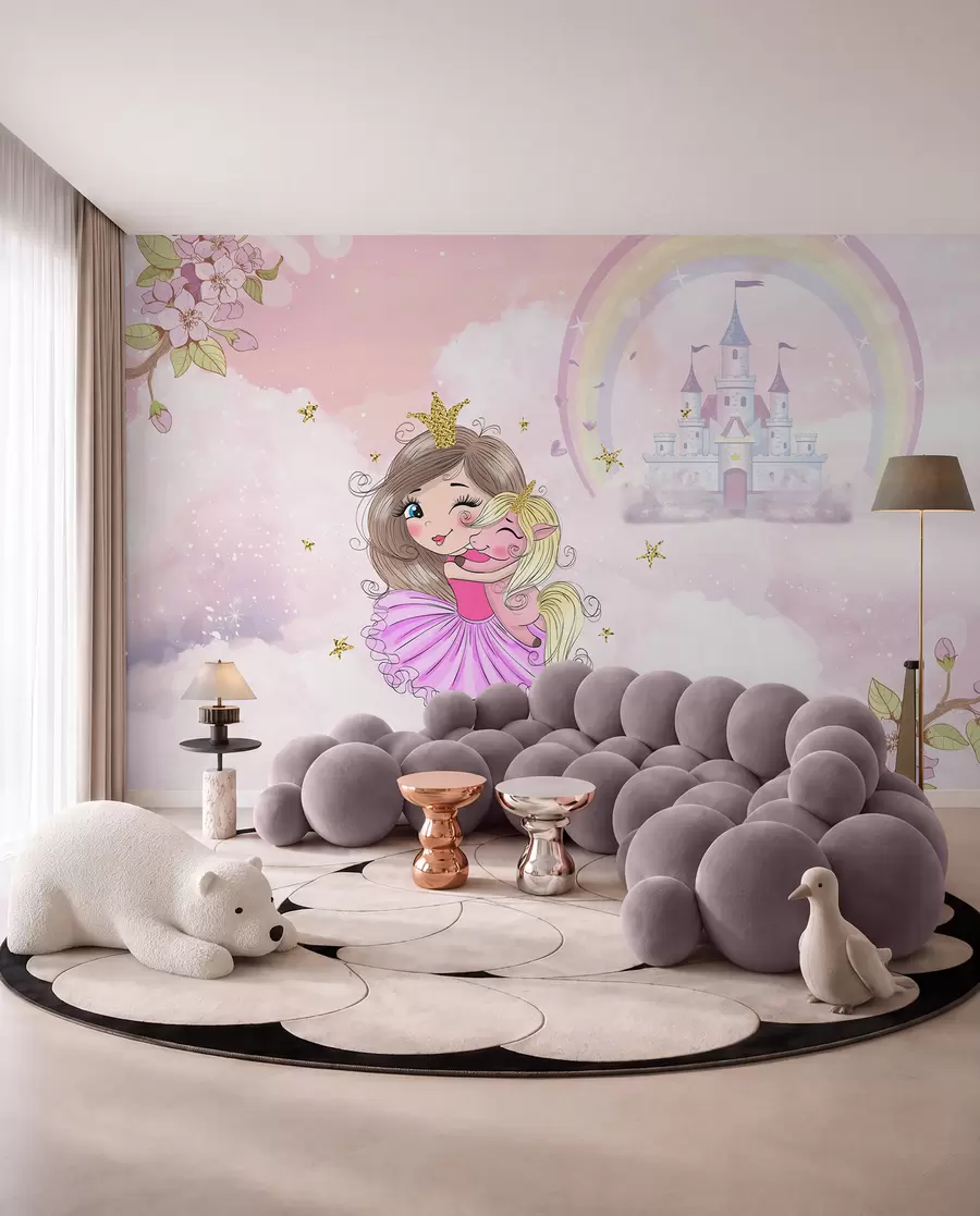 wall murals A Princess and Her Unicorn u95401
