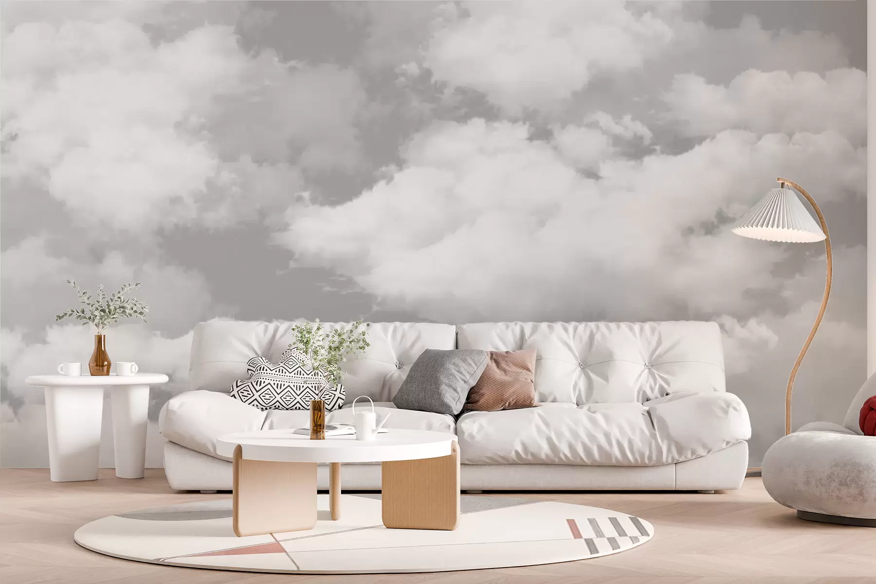 peintures murales Les nuages blancs sur un ciel gris sont une nouvelle tendance à l'intérieur u94178