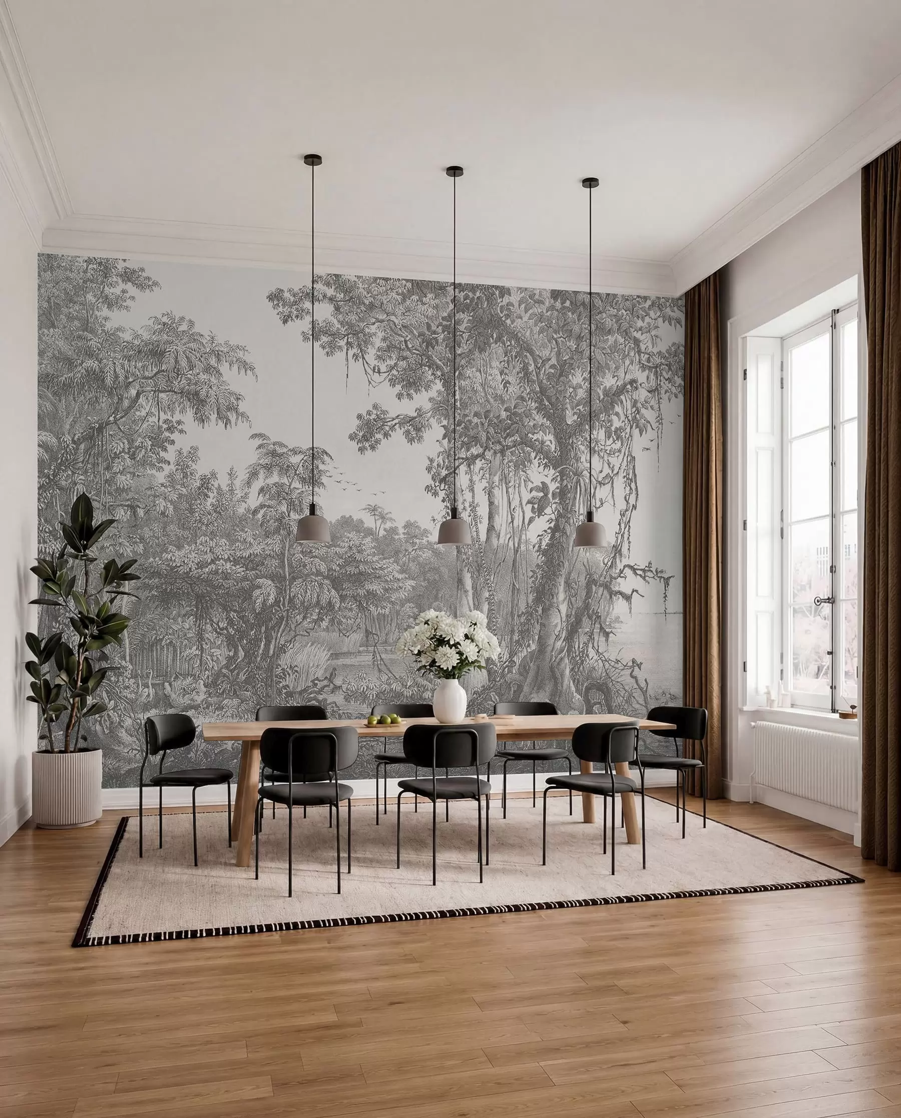 wall murals Forest landscape with vintage style u95795
