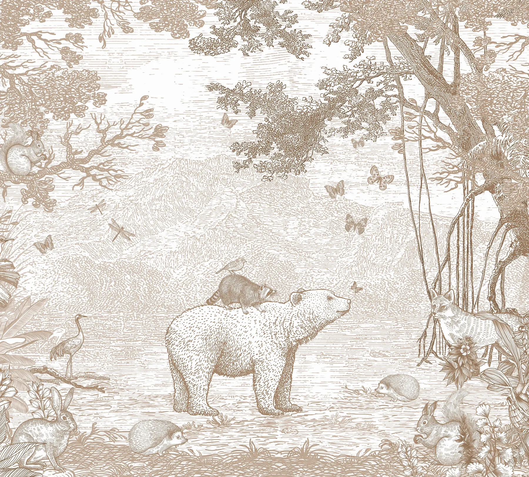 murales Bosque de hadas con adorables animales u95425