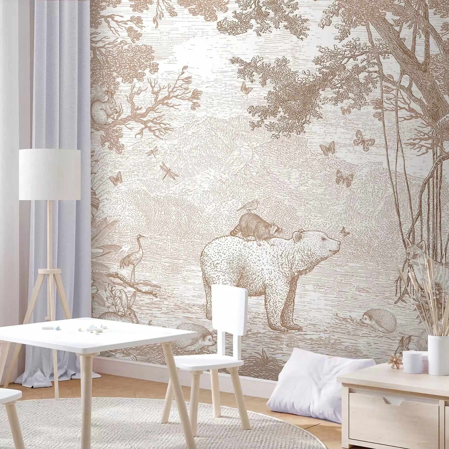 Wall Mural Photo Wallpaper Fairy forest with adorable animals u95425